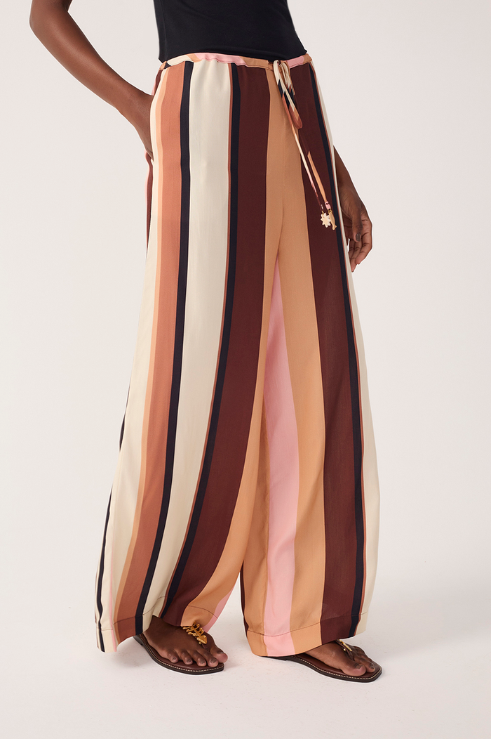 Multicolor Dunas Stripes Drawstring Flared Pants_5