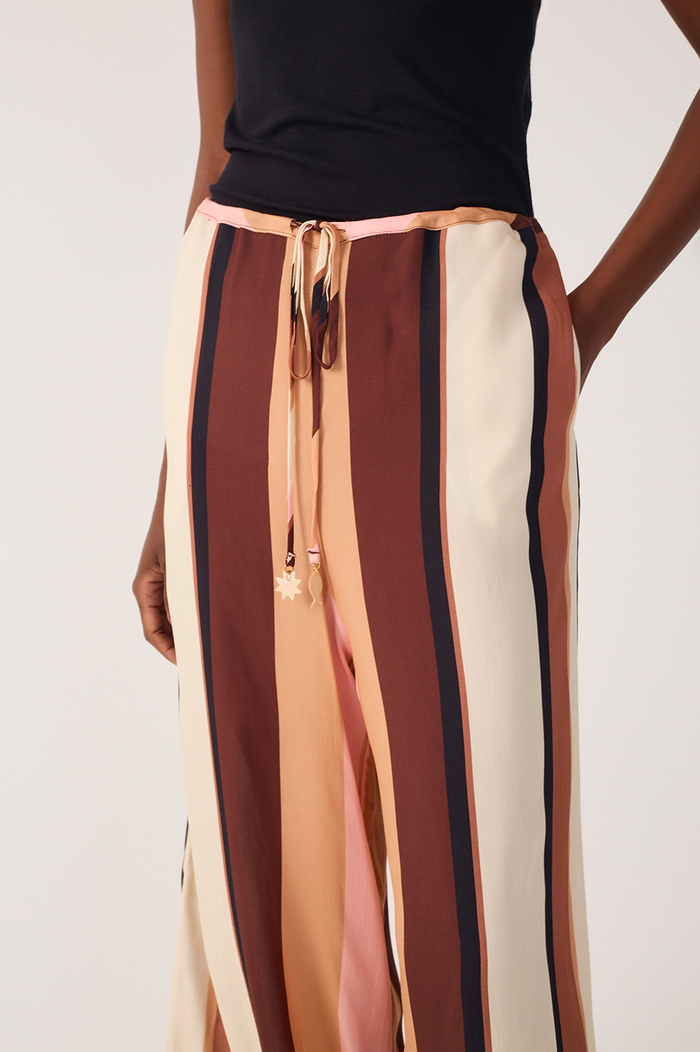 Multicolor Dunas Stripes Drawstring Flared Pants_6