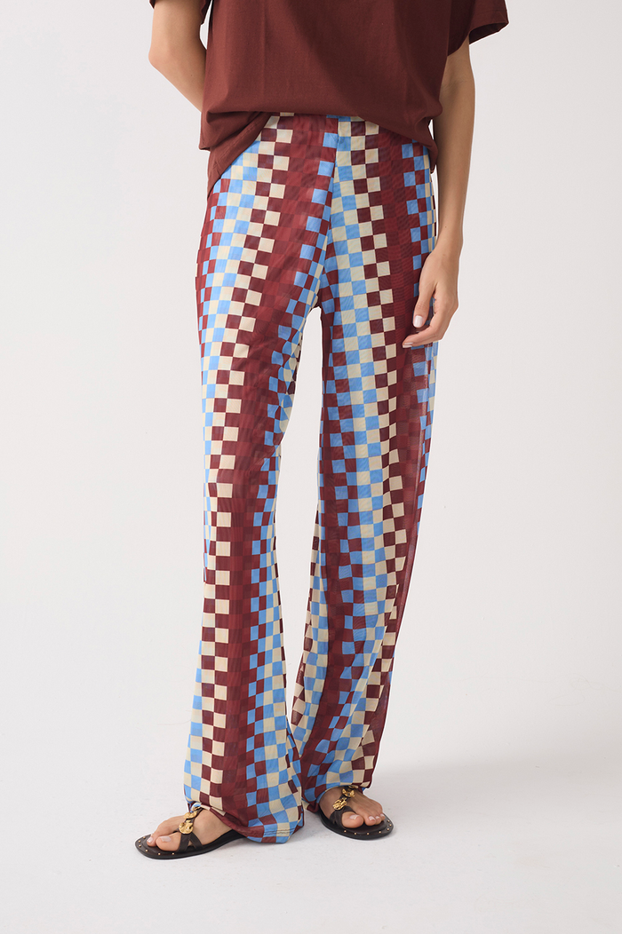 Multicolor Straight-Leg Mesh Pants_5