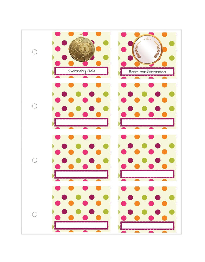 Polka dot planner stickers with gold silver accents for Proud Moments Medal Irish dance case