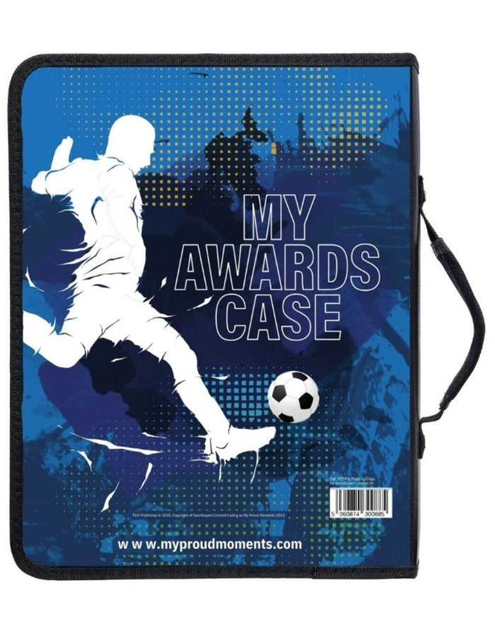 Blue football proud moments medal case with padded carry handle