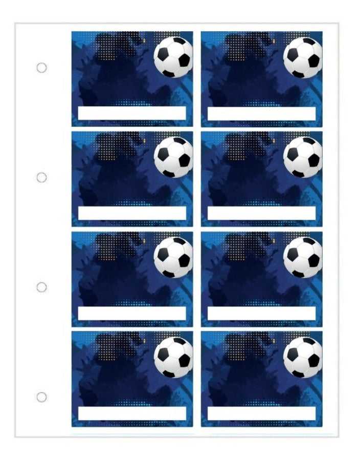 Soccer ball stickers with blue and white design for proud moments medal case