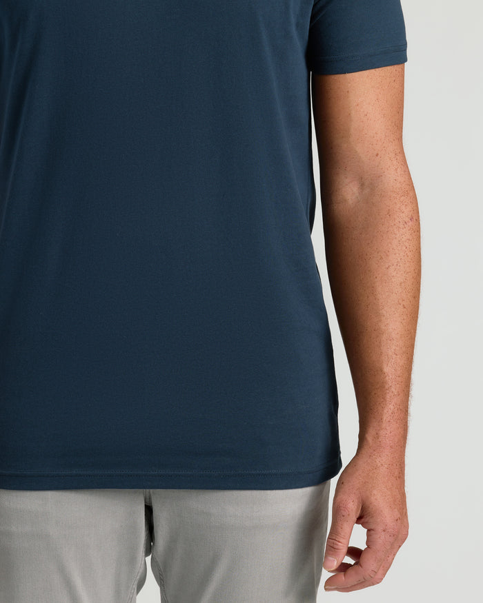 Navy Tall Short Sleeve V-Neck with tailored fit and breathable fabric.