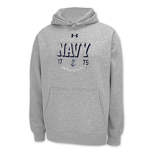 Navy Under Armour 1775 Icon Fleece Hood (Grey)