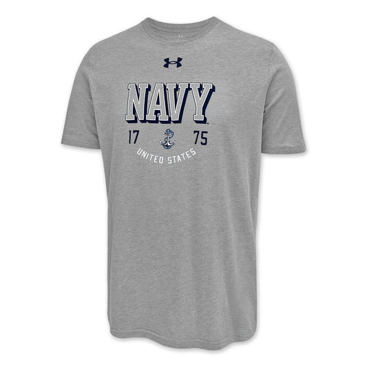 Navy Under Armour 1775 Performance Cotton T-Shirt (Grey)