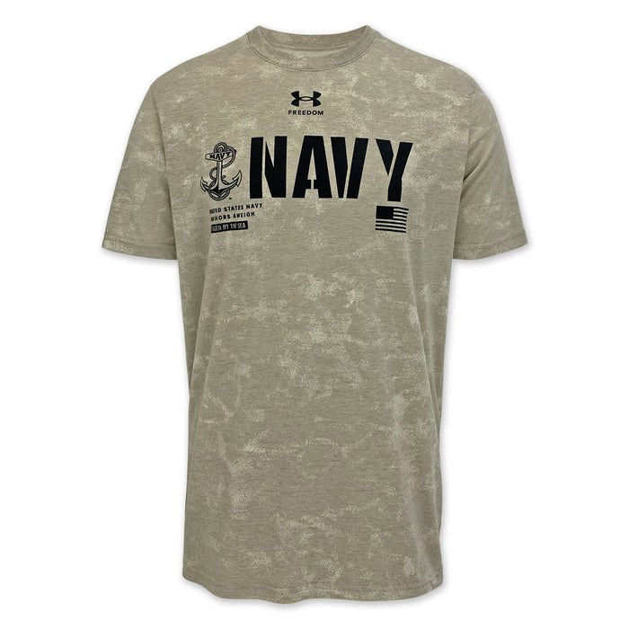 Navy Under Armour Freedom Performance Cotton Washed T-Shirt (Tan)