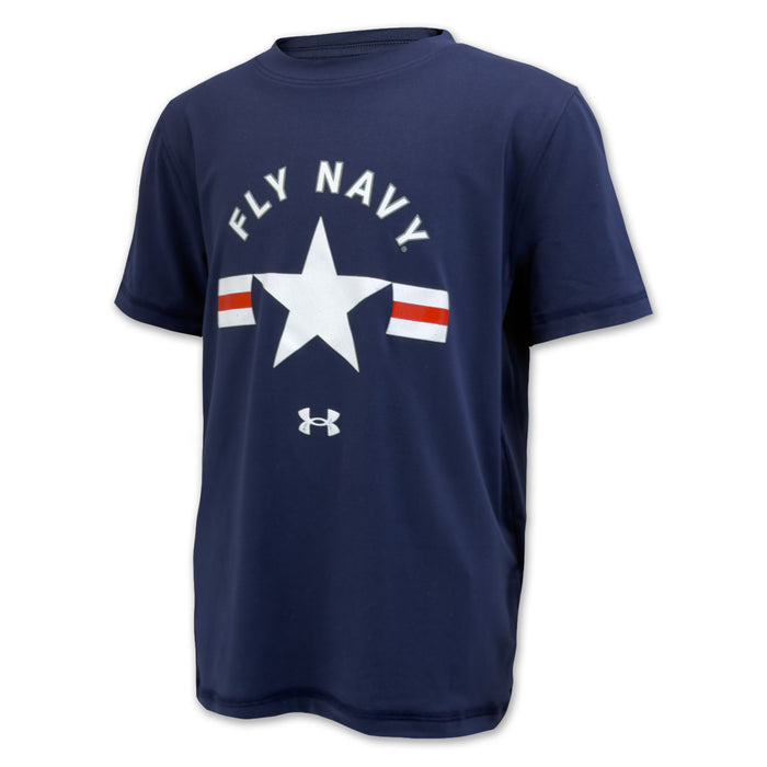 Navy Youth Under Armour Fly Navy Tech Stretch T-Shirt (Navy)