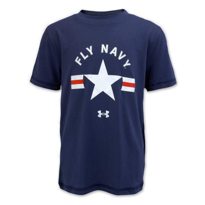 Navy Youth Under Armour Fly Navy Tech Stretch T-Shirt (Navy)