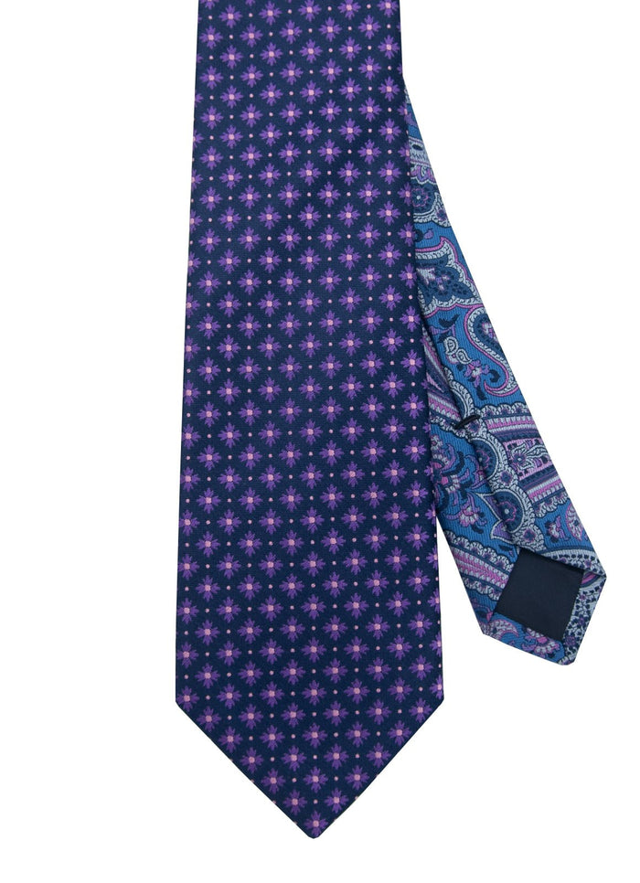 Navy/Purple Dot Medallion Silk Neck Tie - 15134-83644 - Hammer Made