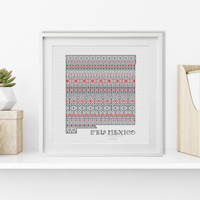 New Mexico - Red & Black Blackwork Pattern by Peppermint Purple