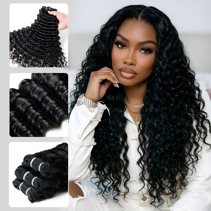 NEWMISS 15A Grade Raw Virgin Burmese Deep Wave Human Hair - 3 Bundles Deal - newmiss hair