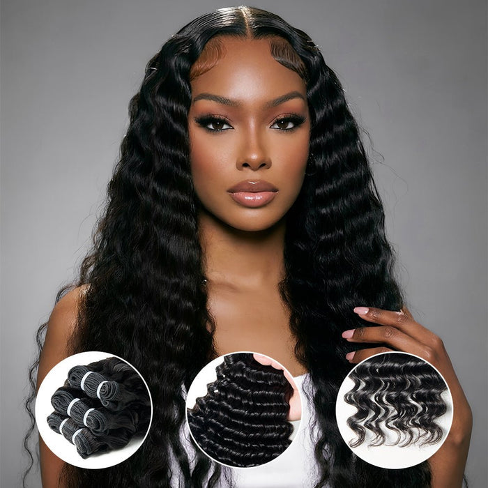 NEWMISS 15A Grade Raw Virgin Burmese Deep Wave Human Hair - 3 Bundles Deal - newmiss hair
