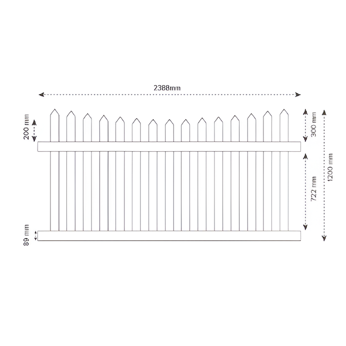 Oxworks Newport PVC Picket Panel Kit - UV Stabilised PVC - 2388mm - - Image 4