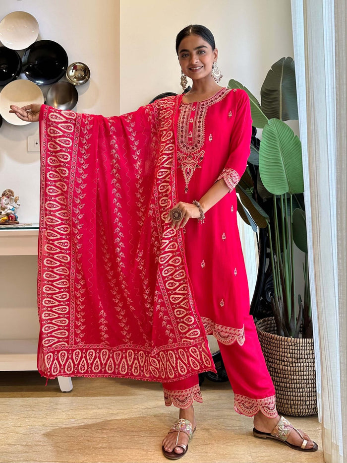 Noor Georgette Set - Pink