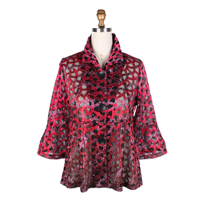 Ombré Mesh Peplum Jacket in Red - 400-RD
