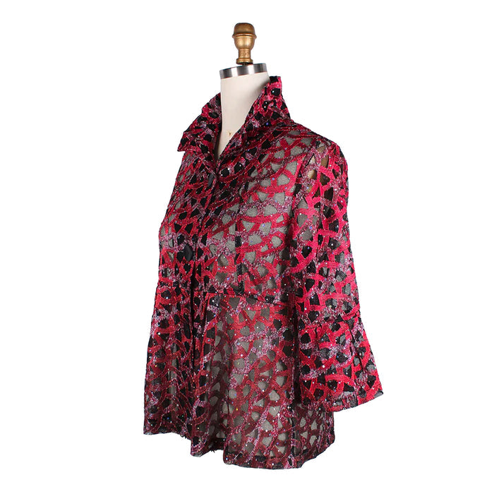 Ombré Mesh Peplum Jacket in Red - 400-RD