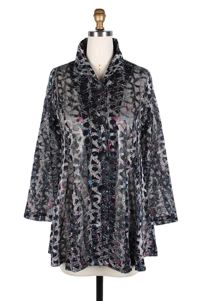 Ombré Soutache Jacket in Silver - 300-SLV - Sizes XS - M
