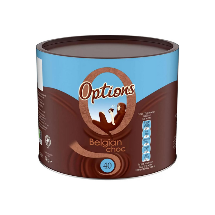 Options Choc-O-Lait Belgian Instant Hot Chocolate Drink Creamy Smooth Rich - 1Kg - Shoppers-kart.com