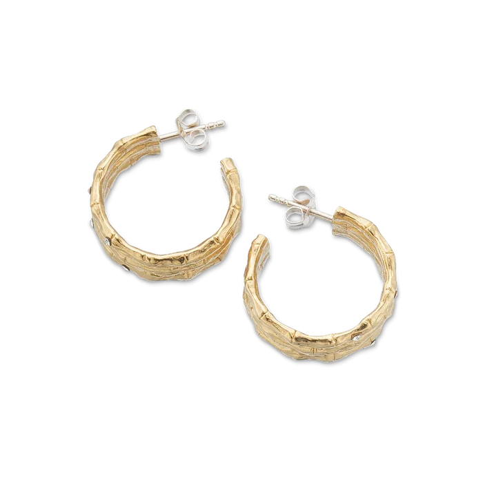 Palas Bamboo Sparkle Hoop Earrings