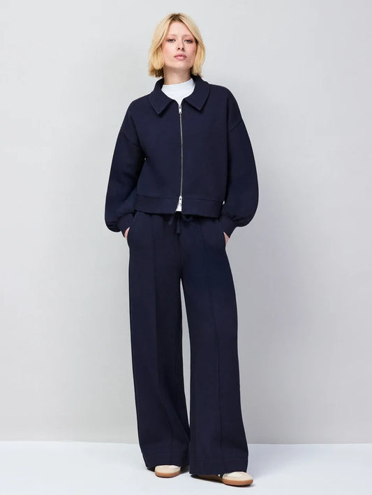 Petite Navy Wide Leg Sweatpants