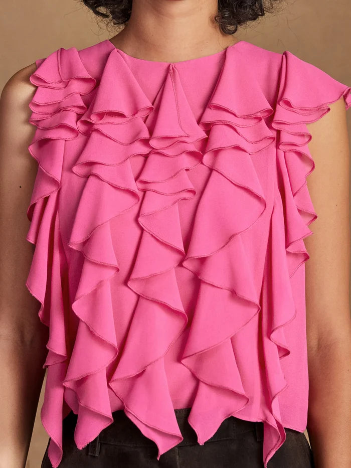 Pink Frill Front Top