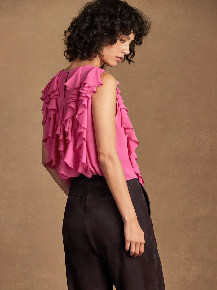 Pink Frill Front Top