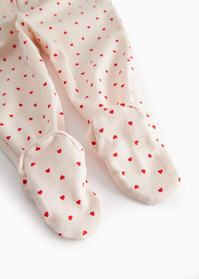 Diapers with feet for newborns with a sweet heart print