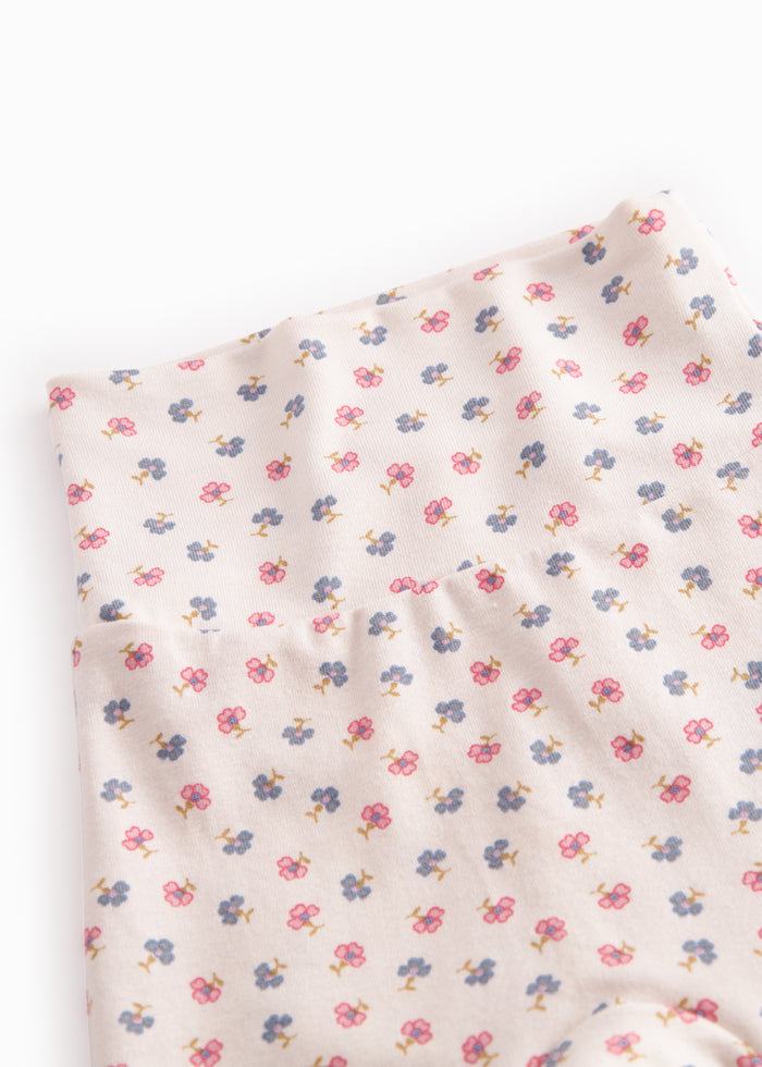 Baby pants with feet and flower print for the newborns