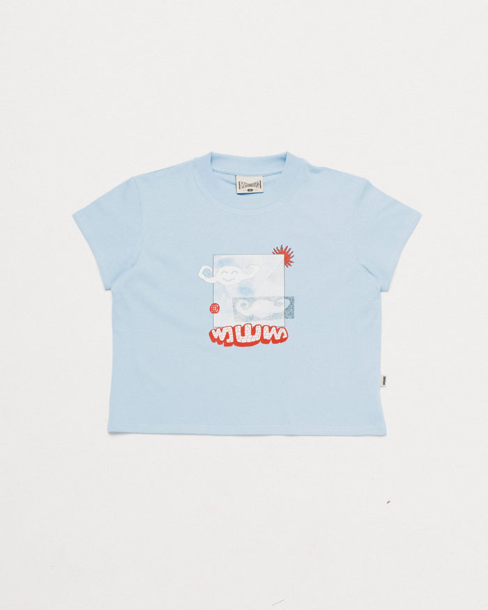 Plume Cropped T-Shirt - Sky Blue