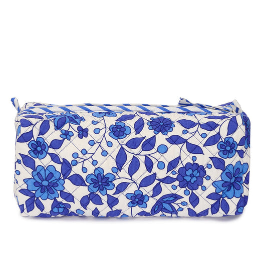 Quilted Floral Wash Bag With Internal Pockets |Marine