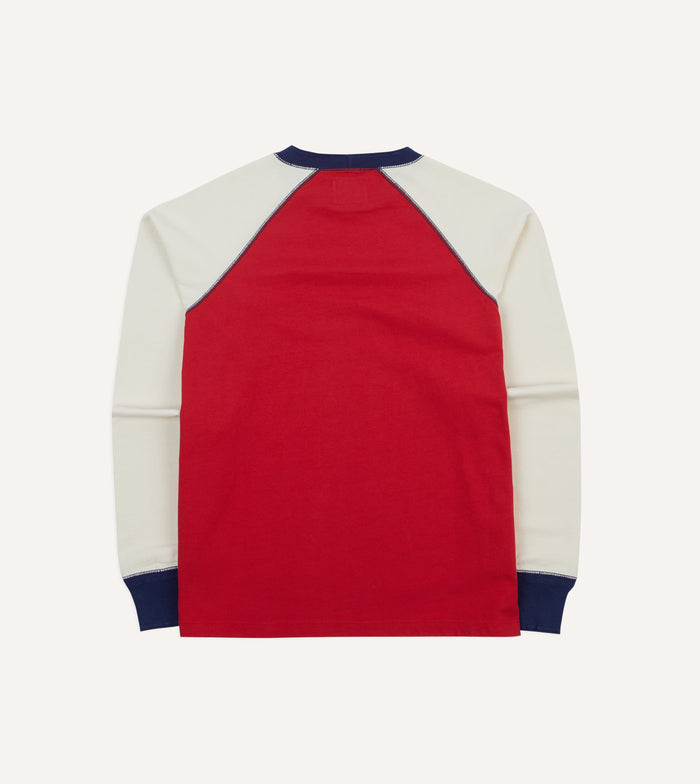 Red and Ecru Long Sleeve Raglan T-Shirt