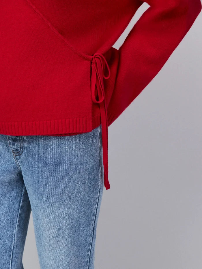 Red Wrap Cardigan With Cashmere