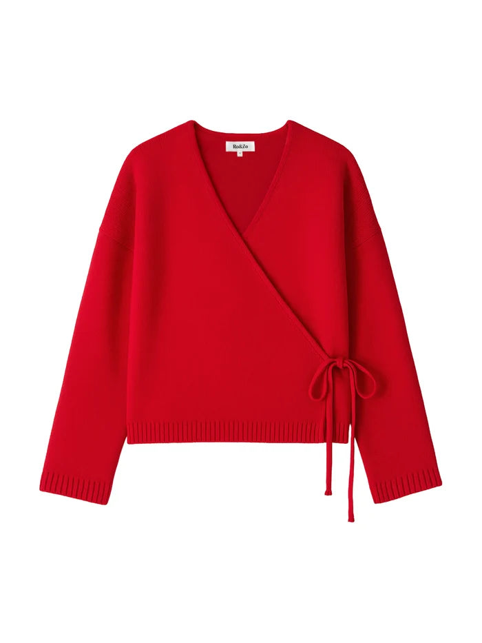 Red Wrap Cardigan With Cashmere