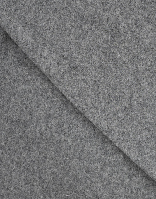 Remnant 95cm - Mid Grey Melange 100% Merino Wool Fleece Fabric