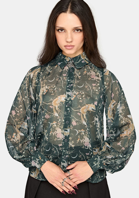 Renard Print Chiffon Shirt
