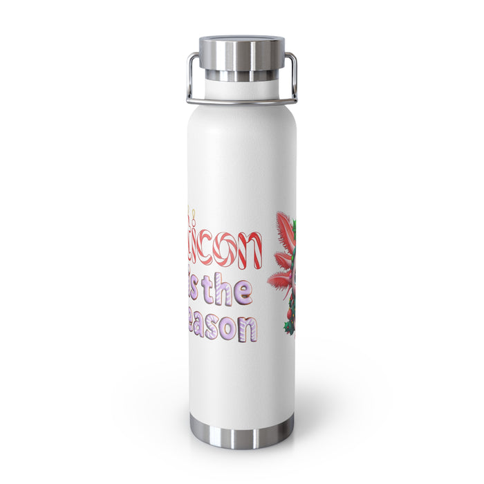 Repticon Copper Vacuum Insulated Bottle, 22oz w/ Axolotl Christmas Tree