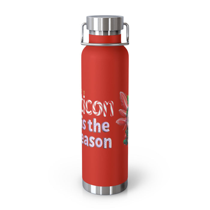Repticon Copper Vacuum Insulated Bottle, 22oz w/ Axolotl Christmas Tree