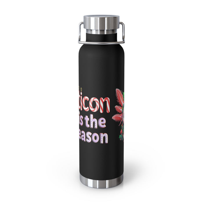 Repticon Copper Vacuum Insulated Bottle, 22oz w/ Axolotl Christmas Tree