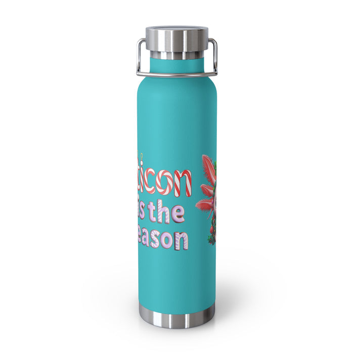 Repticon Copper Vacuum Insulated Bottle, 22oz w/ Axolotl Christmas Tree
