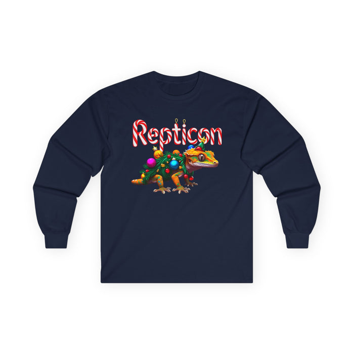 Repticon Unisex Ultra Cotton Long Sleeve Tee w/ Crested Gecko Christmas Tree