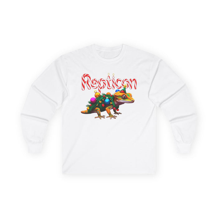 Repticon Unisex Ultra Cotton Long Sleeve Tee w/ Crested Gecko Christmas Tree