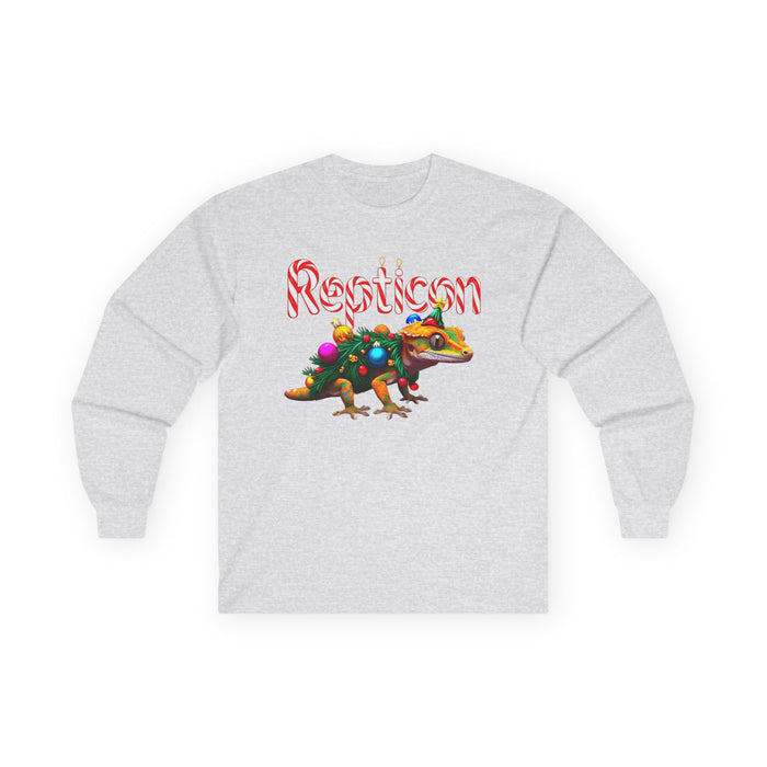 Repticon Unisex Ultra Cotton Long Sleeve Tee w/ Crested Gecko Christmas Tree