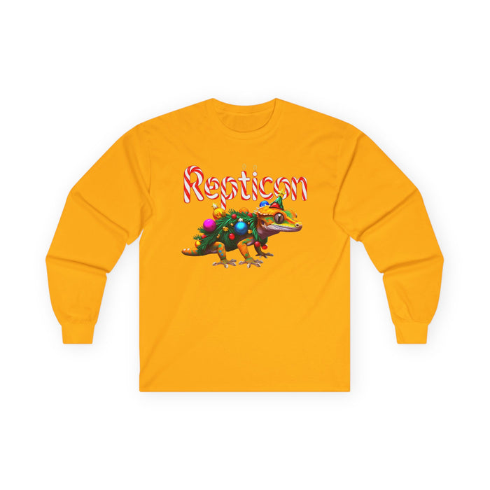 Repticon Unisex Ultra Cotton Long Sleeve Tee w/ Crested Gecko Christmas Tree