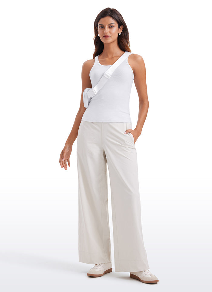 CRZ YOGA Women's Casual Tight Fit Basic Racerback Tank Waist Length White