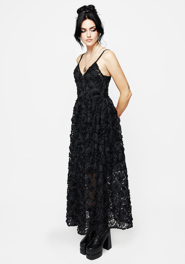 Rosehip Textured Mesh Midi Dress