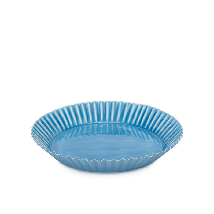 Round Scalloped Metal Tray | Blue