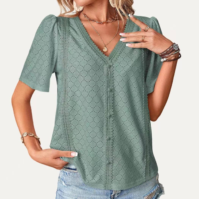 Sage Pointelle Short Sleeve Top - Intimate Whispers