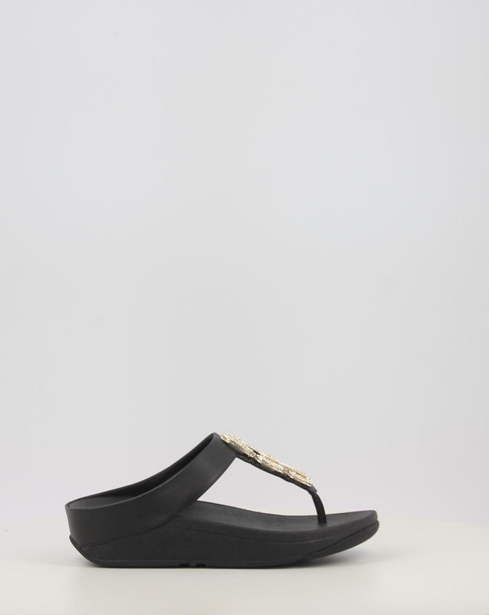 FINO CRYSTAL CHAIN LEATHER TOE POST SANDALS