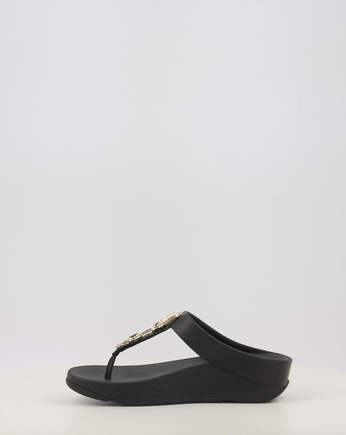 FINO CRYSTAL CHAIN LEATHER TOE POST SANDALS