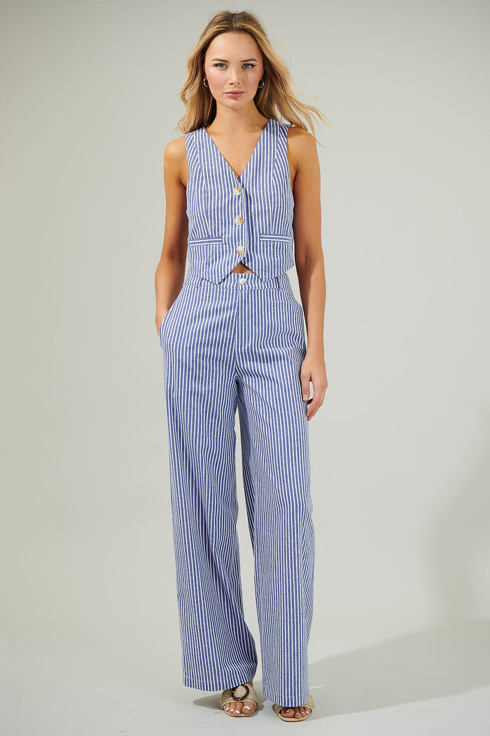Sandy Striped Chelsea Button Up Vest